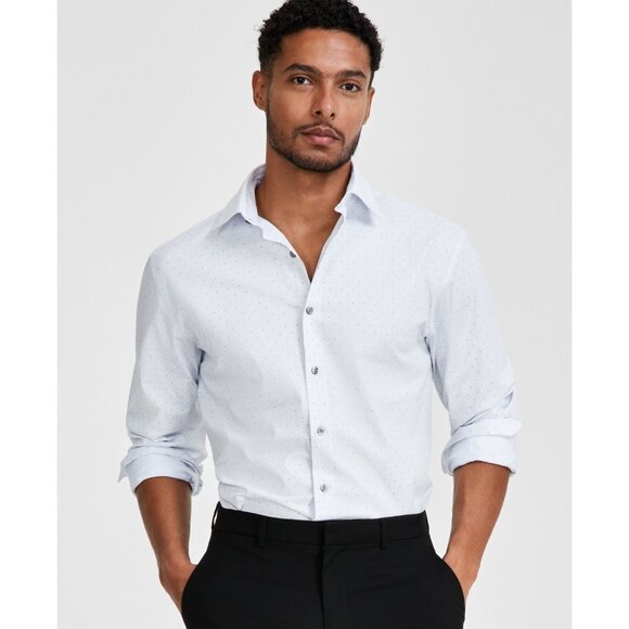 Alfani Men Regular-Fit Regulating Geo-Print White Size 16/16.5 x 32/33 MSRP $65 - Picture 1 of 1